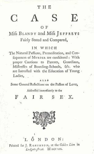 Title page of The Case of Miss Blandy and Miss Jeffreys