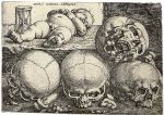 13. Barthel Beham, Sleeping Child with Four Skulls
