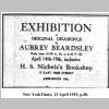 Fig.12d: A 1919 advertisement for the Aubrey Beardsley exhibition staged by H.S. Nichols.