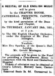 Fig.8a: Concert at Canterbury on 29th January 1925 - Advertisement