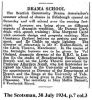 Fig.13d: Drama School (The Scotsman, 30 July 1934.)