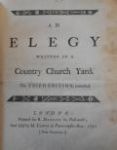 Fig.1 - Title Page of the Third Edition of the Elegy (1751.) That of the First Edition is very similar. Fig.1 - Title Page of the Third Edition of the Elegy (1751.) That of the First Edition is very similar.
